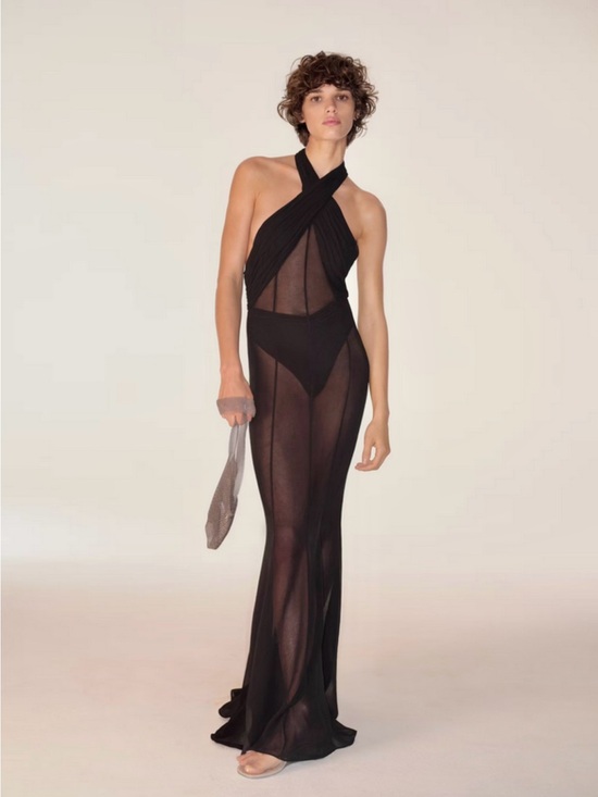 Mango Dresses & Skirts - MANGO Supriya Sheer Black Halter Maxi Dress Size 4